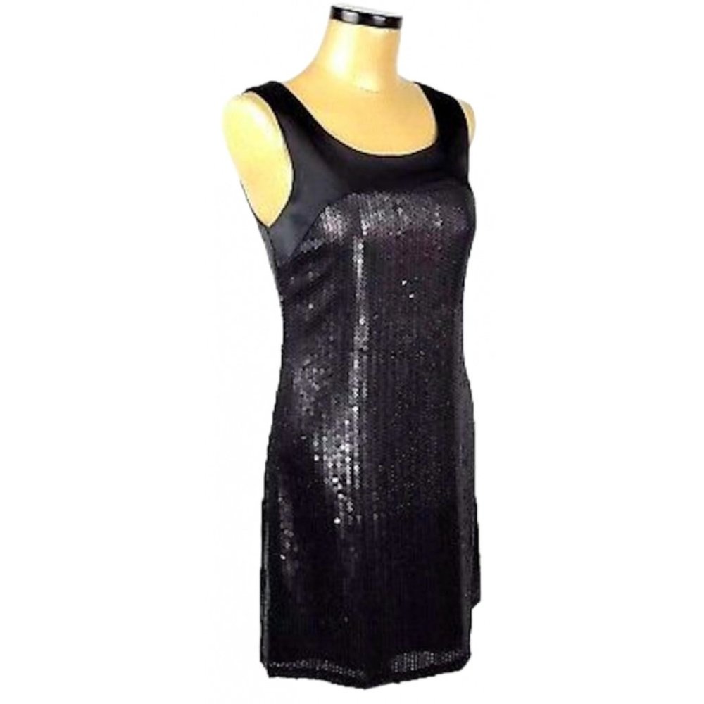 Chaiken Black Sequin Shift Dress Size 4